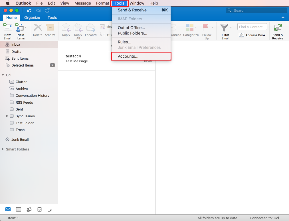 get my folders to show in outlook for mac